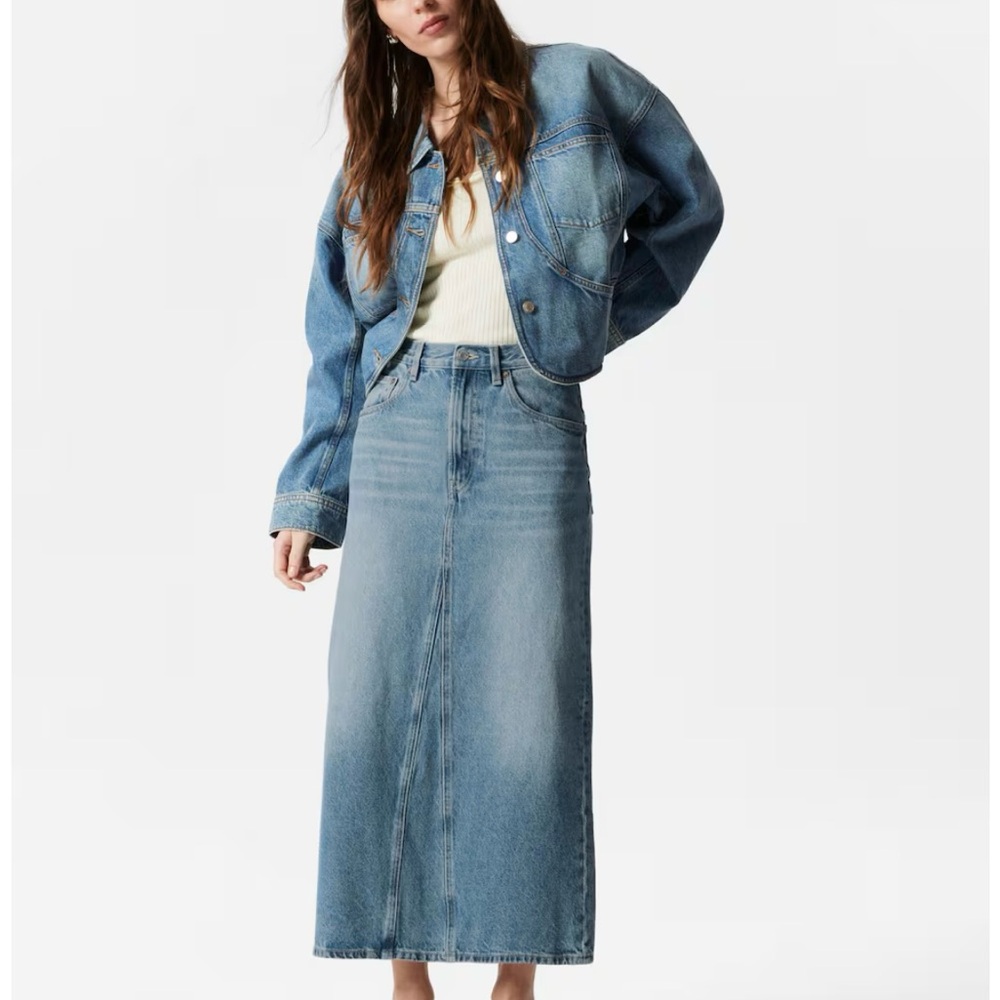 & Other Stories Women's Blue Denim Midi Skirt